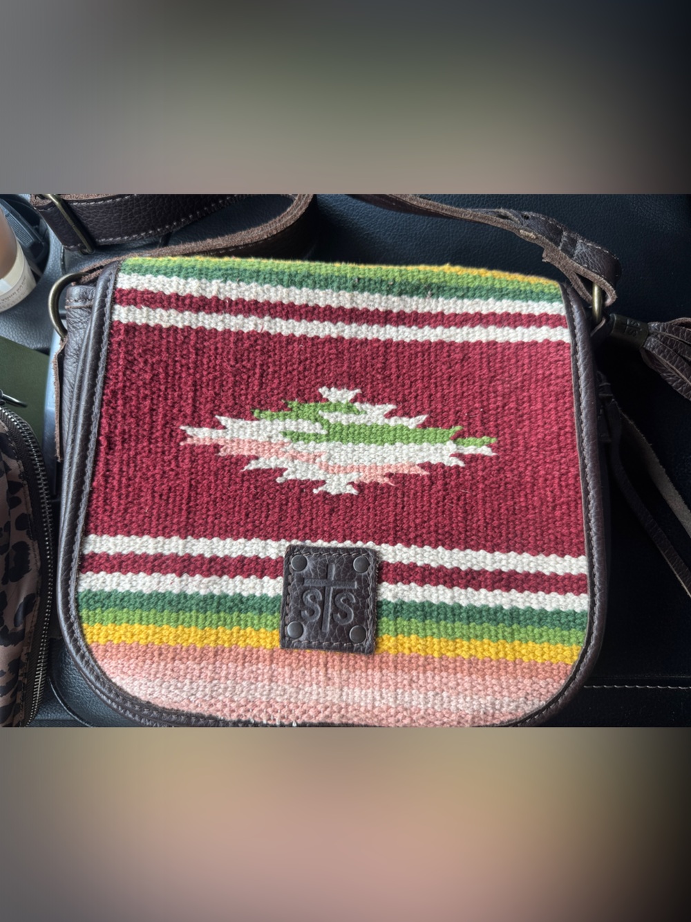 STS Ranchwear Striped Woven Crossbody Bag - Pink, Green, Yellow, Brown, Cream